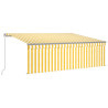 Toldo retrátil manual com estore/LED 4x3 m amarelo e branco 2