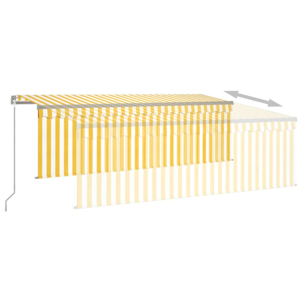 Toldo retrátil manual com estore/LED 4x3 m amarelo e branco M 4