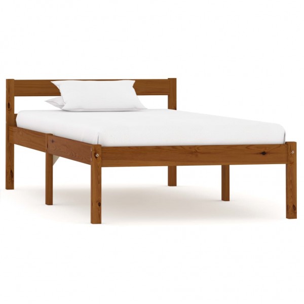 Estructura de cama madera maciza pino marrón miel 100x200 cm D