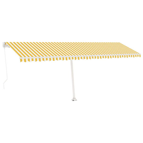 Toldo de pie retráctil manual amarillo y blanco 600x300 cm M 3