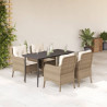 Set comedor de jardín 5 pzas con cojines ratán sintético beige 1