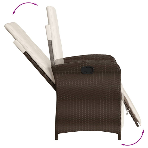 5 pcs conjunto jantar p/ jardim c/ almofadões vime PE castanho M 5
