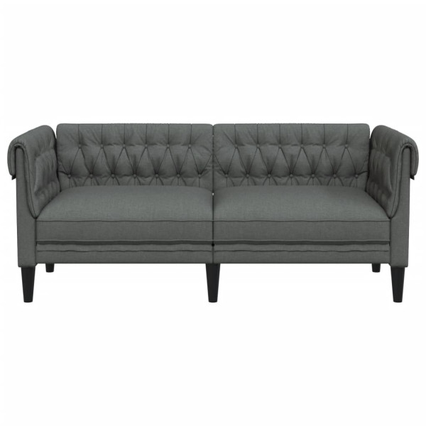 Sofá Chesterfield de 2 plazas tela gris oscuro M 4