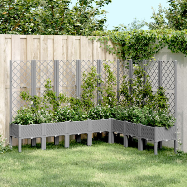 Jardinera con enrejado PP gris claro 200x160x142 cm D