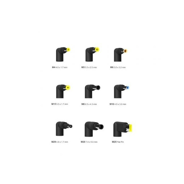 Cargador de Portátil Aisens ASLC-65WAUTO-BK 9 conectores voltaje 18.5-20V M 3