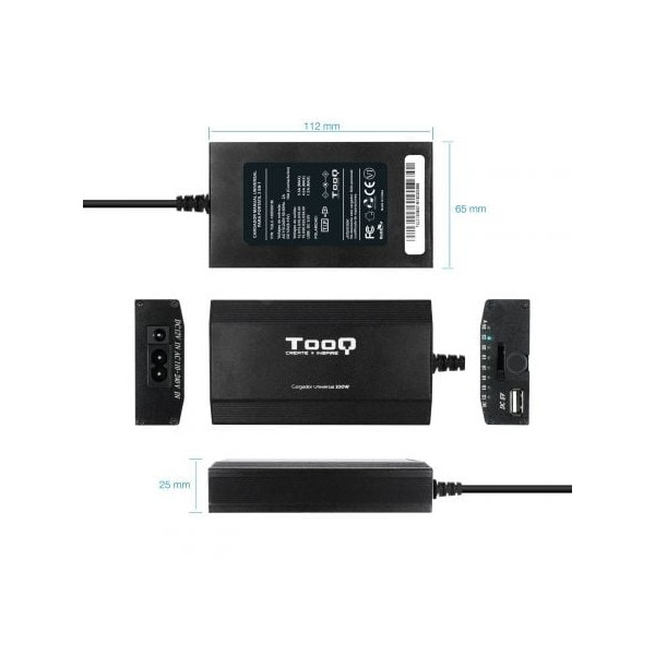 Cargador de portátil tooq tqlc-100bs01m/ 100w/ manual/ 12 conectores/ voltaje 12-24v M 3