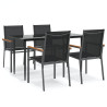 Juego de comedor para jardín 5 piezas acero y textilene negro 2