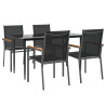 Juego de comedor para jardín 5 piezas acero y textilene negro 3