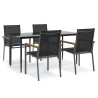 Juego de comedor para jardín 5 piezas acero y textilene negro 2