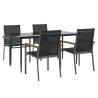 Juego de comedor para jardín 5 piezas acero y textilene negro 3
