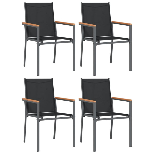 5 pcs conjunto de jantar para jardim textilene e aço preto M 4
