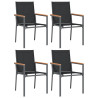 Juego de comedor para jardín 5 piezas acero y textilene negro 4