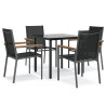 Juego de comedor para jardín 5 piezas acero y textilene negro 2