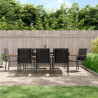 9 pcs conjunto de jantar para jardim textilene e aço preto 1