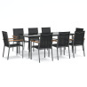 9 pcs conjunto de jantar para jardim textilene e aço preto 2