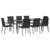 Juego de comedor para jardín 9 piezas acero y textilene negro 3