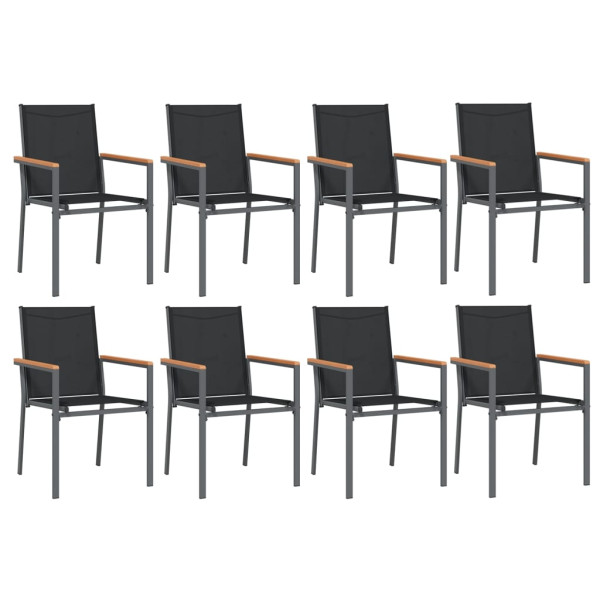 Juego de comedor para jardín 9 piezas acero y textilene negro M 4