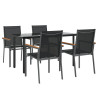 Juego de comedor para jardín 5 piezas acero y textilene negro 3