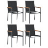 Juego de comedor para jardín 5 piezas acero y textilene negro 4