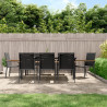9 pcs conjunto de jantar para jardim textilene e aço preto 1