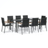 Juego de comedor para jardín 9 piezas acero y textilene negro 2