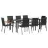 Juego de comedor para jardín 9 piezas acero y textilene negro 3