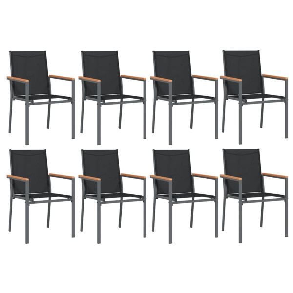 9 pcs conjunto de jantar para jardim textilene e aço preto M 4