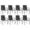 9 pcs conjunto de jantar para jardim textilene e aço preto 4