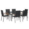 Juego de comedor para jardín 7 piezas acero y textilene negro 3