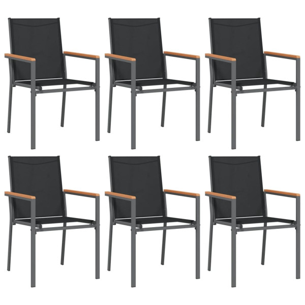 Juego de comedor para jardín 7 piezas acero y textilene negro M 4