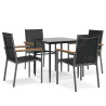 Juego de comedor para jardín 5 piezas acero y textilene negro 2