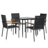 5 pcs conjunto de jantar para jardim textilene e aço preto 3