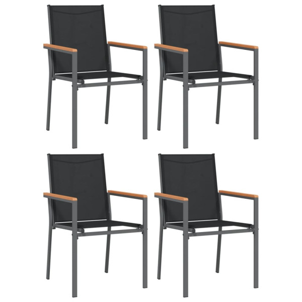 5 pcs conjunto de jantar para jardim textilene e aço preto M 4