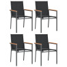 Juego de comedor para jardín 5 piezas acero y textilene negro 4