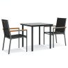 3 pcs conjunto de jantar para jardim textilene e aço preto 2