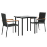 3 pcs conjunto de jantar para jardim textilene e aço preto 3