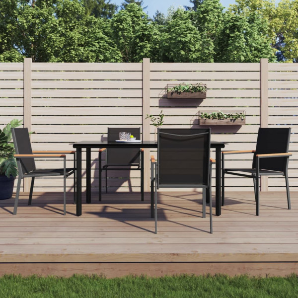 5 pcs conjunto de jantar para jardim textilene e aço preto D