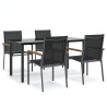 Juego de comedor para jardín 5 piezas acero y textilene negro 2