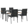 Juego de comedor para jardín 5 piezas acero y textilene negro 3