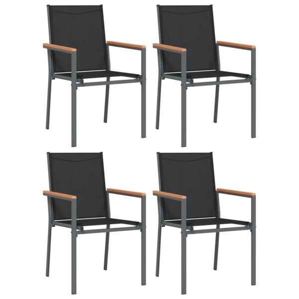 5 pcs conjunto de jantar para jardim textilene e aço preto M 4