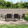 7 pcs conjunto de jantar para jardim textilene e aço preto 1