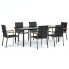 7 pcs conjunto de jantar para jardim textilene e aço preto 2