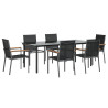 7 pcs conjunto de jantar para jardim textilene e aço preto 3
