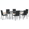 7 pcs conjunto de jantar para jardim textilene e aço preto 2