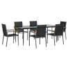 Juego de comedor para jardín 7 piezas acero y textilene negro 3