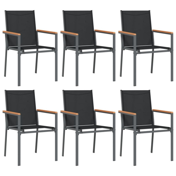 Juego de comedor para jardín 7 piezas acero y textilene negro M 4