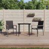 3 pcs conjunto de jantar para jardim textilene e aço preto 1