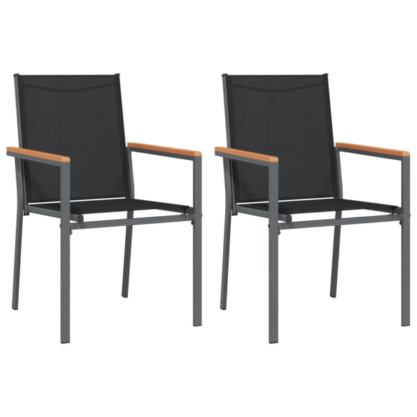Juego de comedor para jardín 3 piezas acero y textilene negro M 4