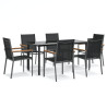 Juego de comedor para jardín 7 piezas acero y textilene negro 2