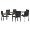 Juego de comedor para jardín 7 piezas acero y textilene negro 3